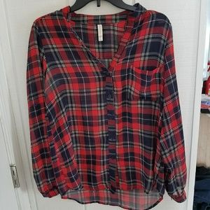 Xhilaration plaid blouse button down